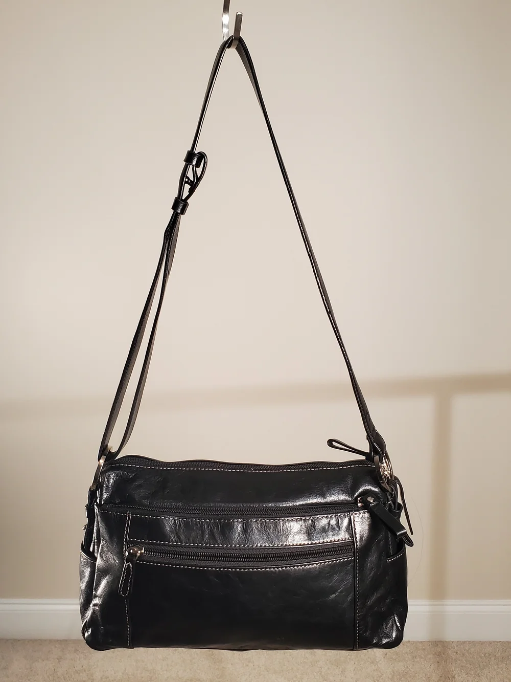 Giani Bernini Black Leather Crossbody Purse Vintage